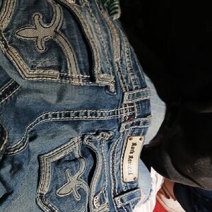 Rock Revival Indigo Denim with Embroidered Accents